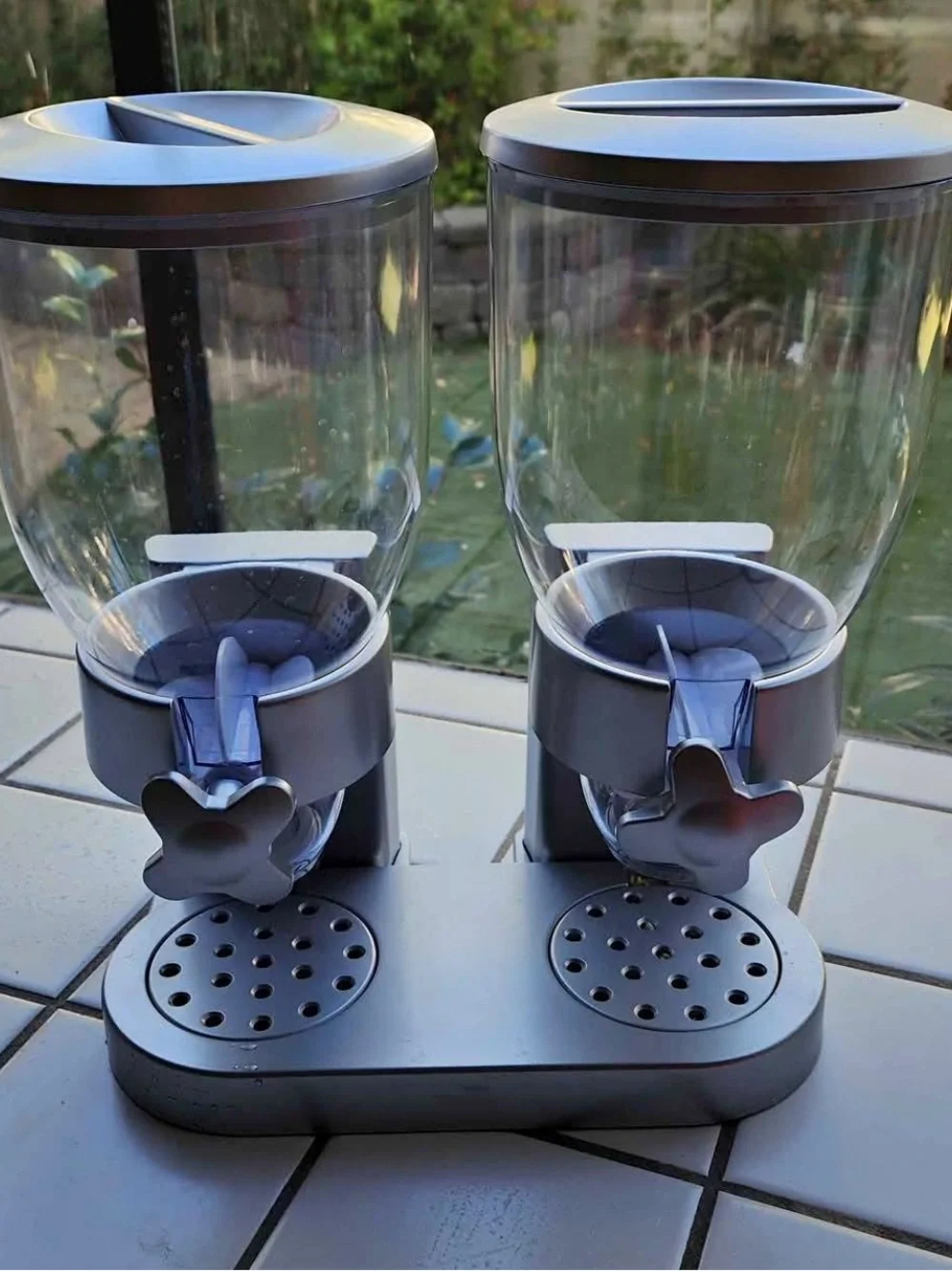 Dual Clear Gray cereal/snack Dispenser